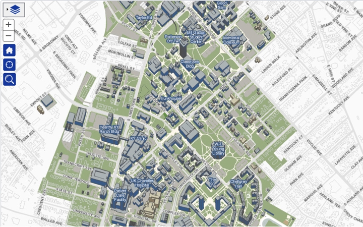 Screenshot of UK's campus map page