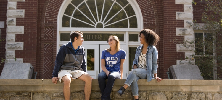 Three students on campus
